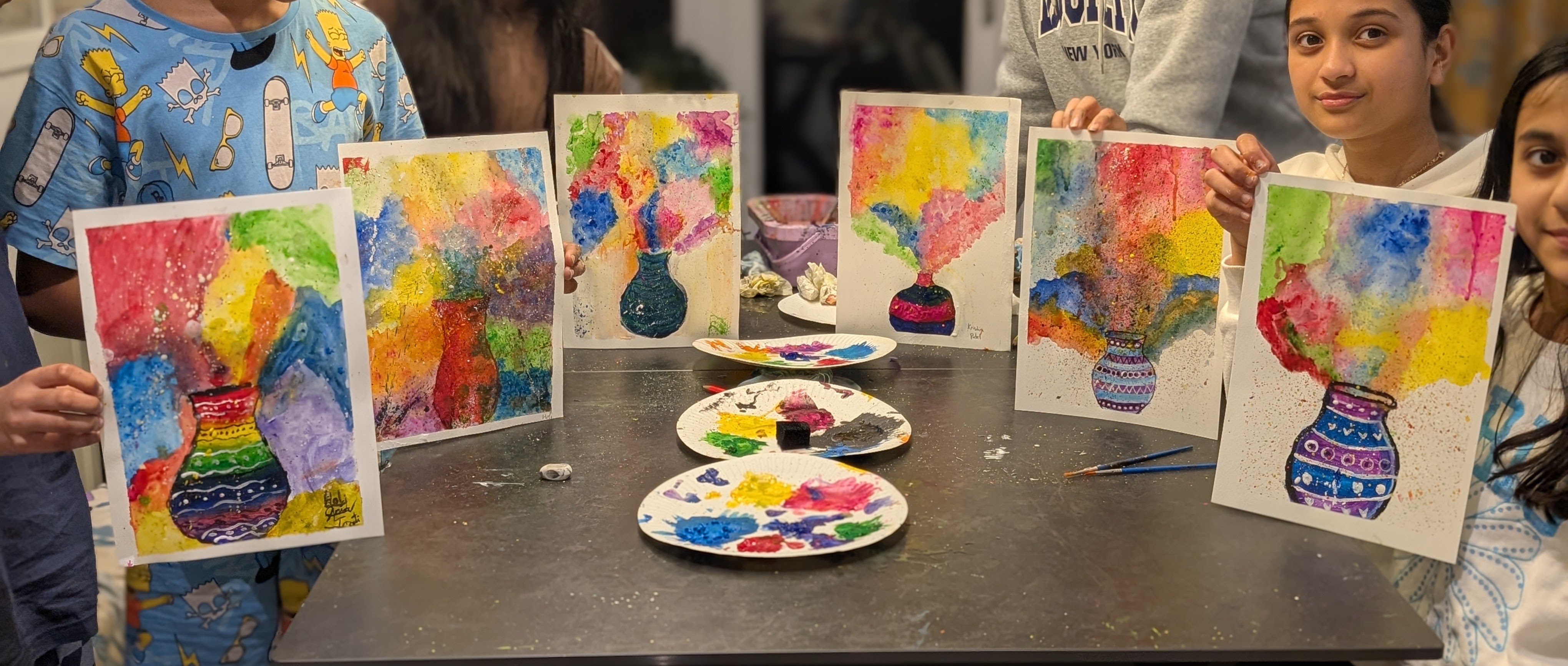 Kids art class in session